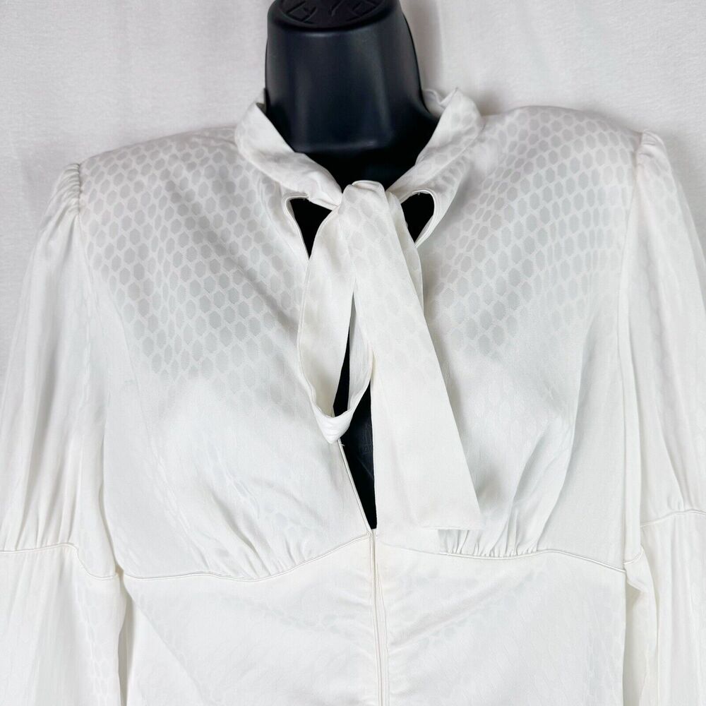 ALEXIS Lindon White Jacquard Shirt Mini Dress Long Sleeve Cocktail Bridal Large - Picture 6 of 8